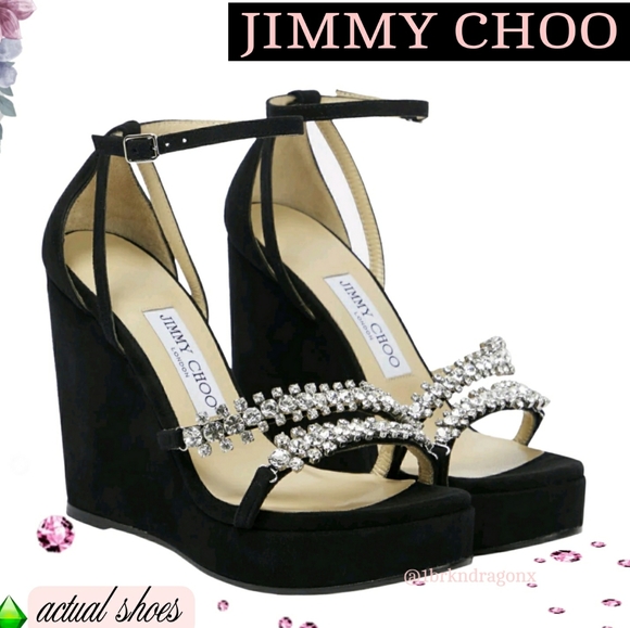 NEW NEW NEW CHOO CHOO CHOO Jimmy Choo Platform Rhinestone Wedges Crystal - Picture 16 of 16